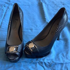 Versace Collection Mutil-tone Grey Snakeskin Print Heels Size 38